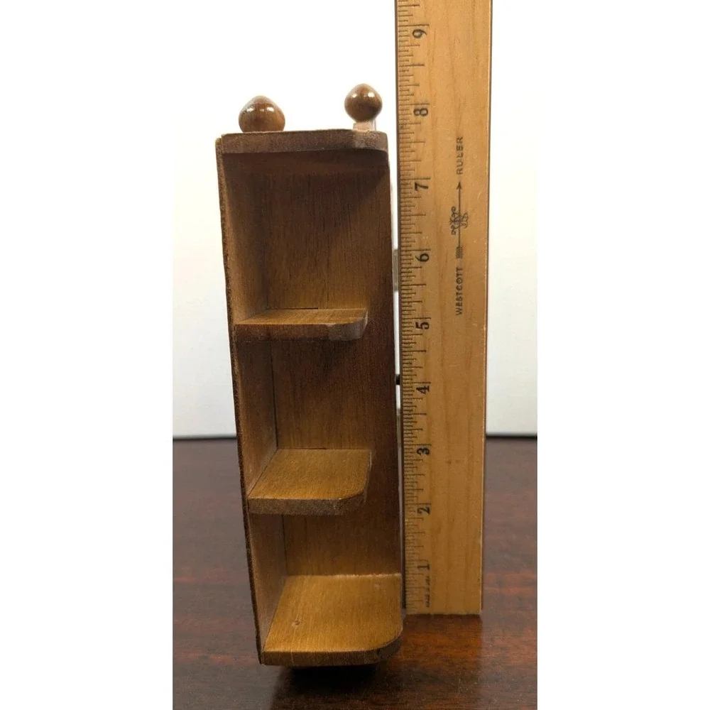 Vintage Miniature Wood Curio Display Cabinet Glass Door Wall Shelf Shadow Box